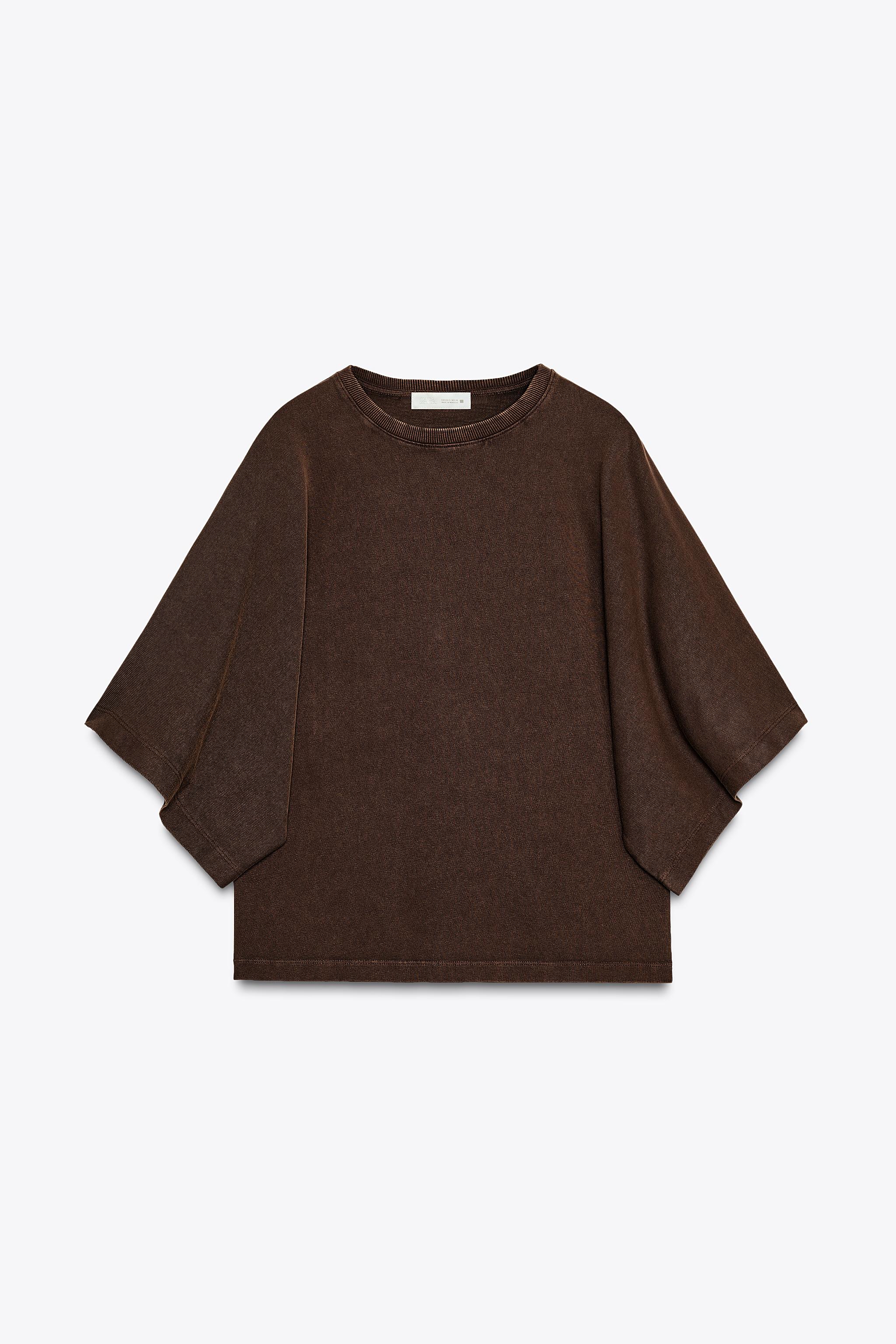 WASHED CAPE SLEEVE T-SHIRT - White | ZARA Canada