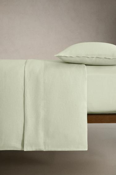 WASHED LINEN DUVET COVER (140 GSM) - Light green by Zara - Image 2