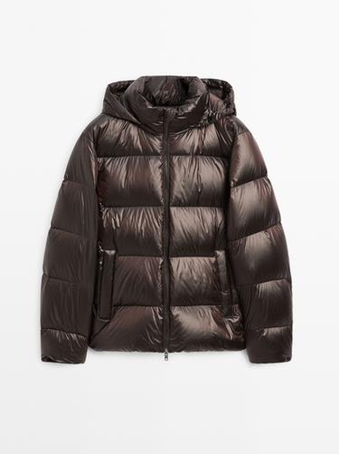 Chaqueta acolchada satinada water repellent - Marrón de Zara