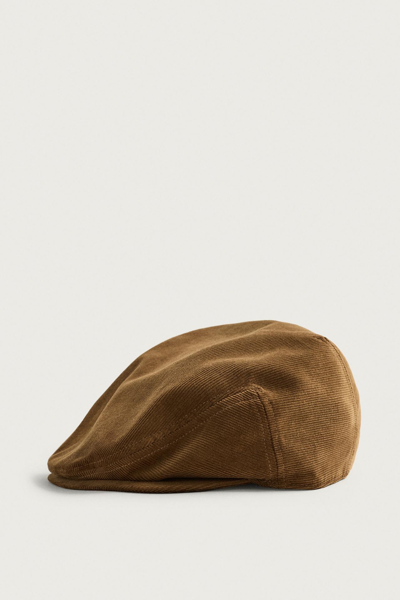COTTON CORDUROY CAP — Brown