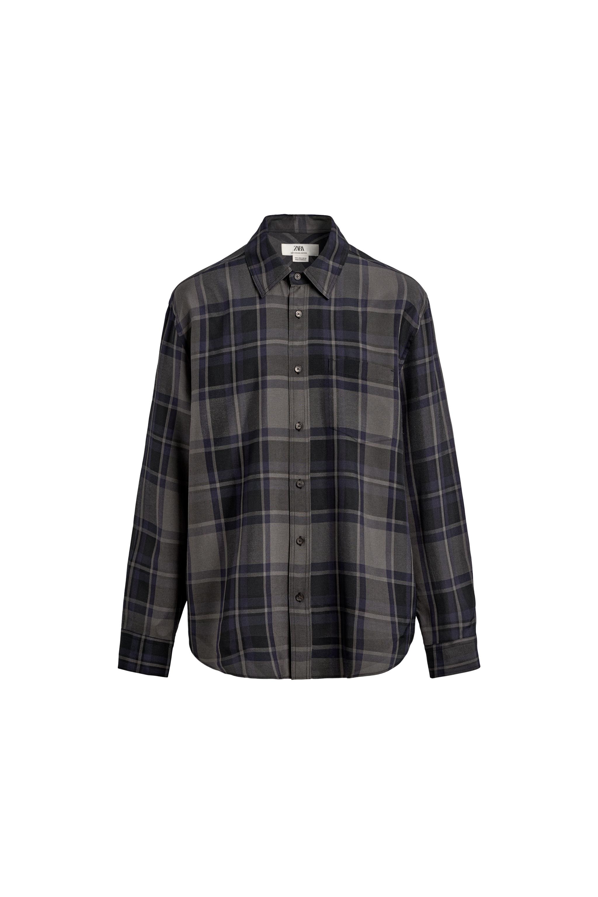 チェック柄フルイドシャツ - ブルー／ブラック | ZARA Japan / 日本