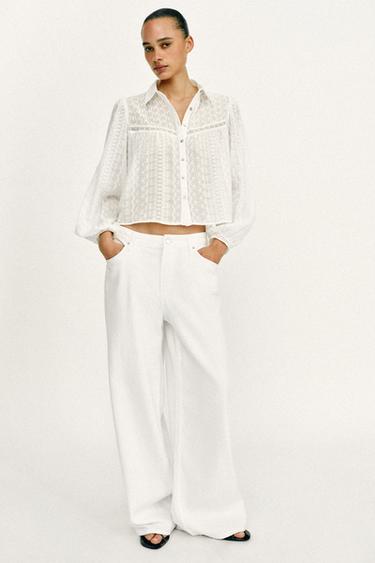 ROMANTIC BLOUSE WITH CUTWORK EMBROIDERY - White by Zara