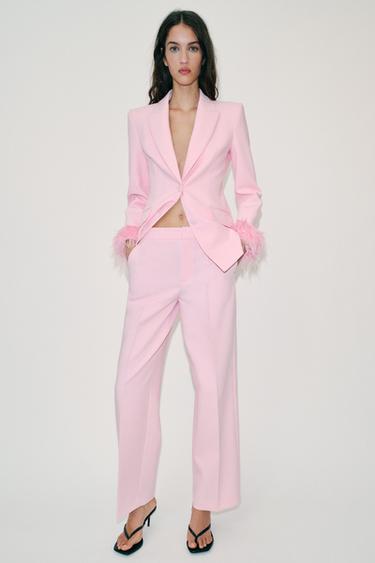 LOW-RISE STRAIGHT TROUSERS SET - Pink by Zara