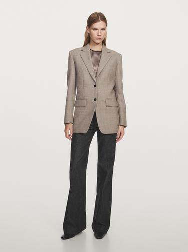 Blazer chiné 100 % laine - Sable de Zara