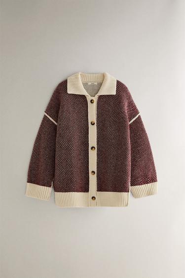 VESTE EN LAINE NOËL - Écru / Rouge de Zara