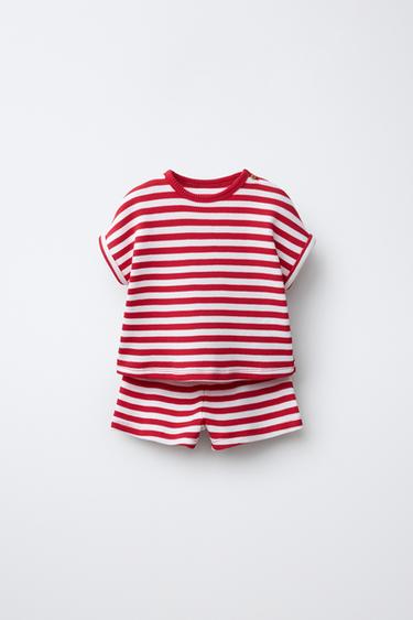 CONJUNTO CAMISETA Y BERMUDA WAYAS WAFFLE - Rojo de Zara - Imagen 0