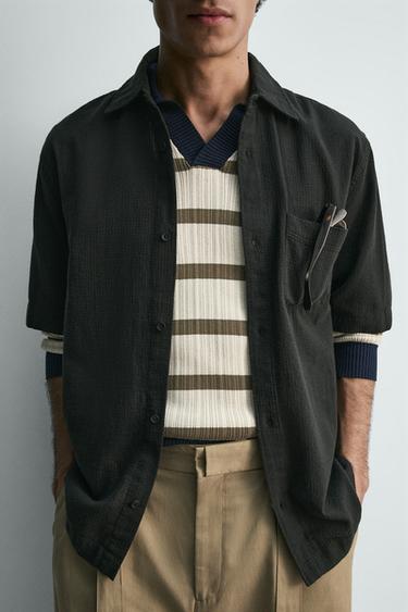 CHECK TEXTURE SHIRT - Black by Zara - Image 4