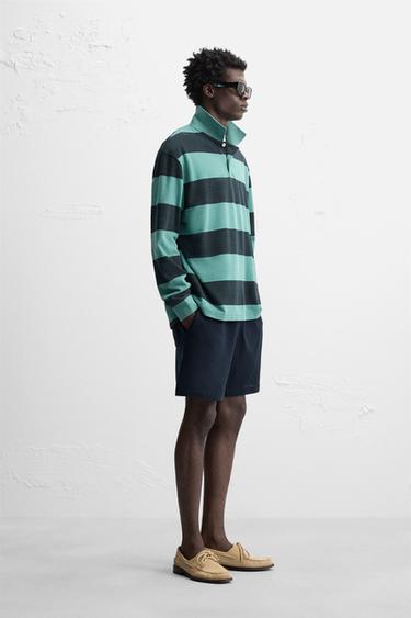 TEXTURED RELAXED FIT BERMUDA SHORTS - Navy blue by Zara - Image 3