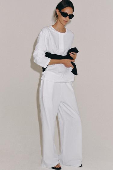 HAUT À COL TUNISIEN AVEC LIN - Blanc de Zara - Image 4