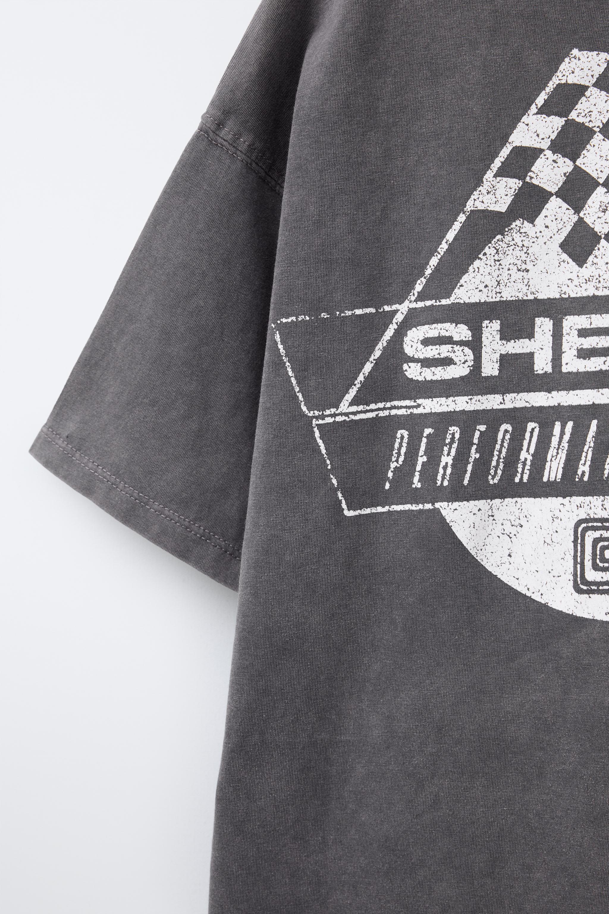 WASHED EFFECT TEXT PRINT T-SHIRT - Anthracite grey | ZARA