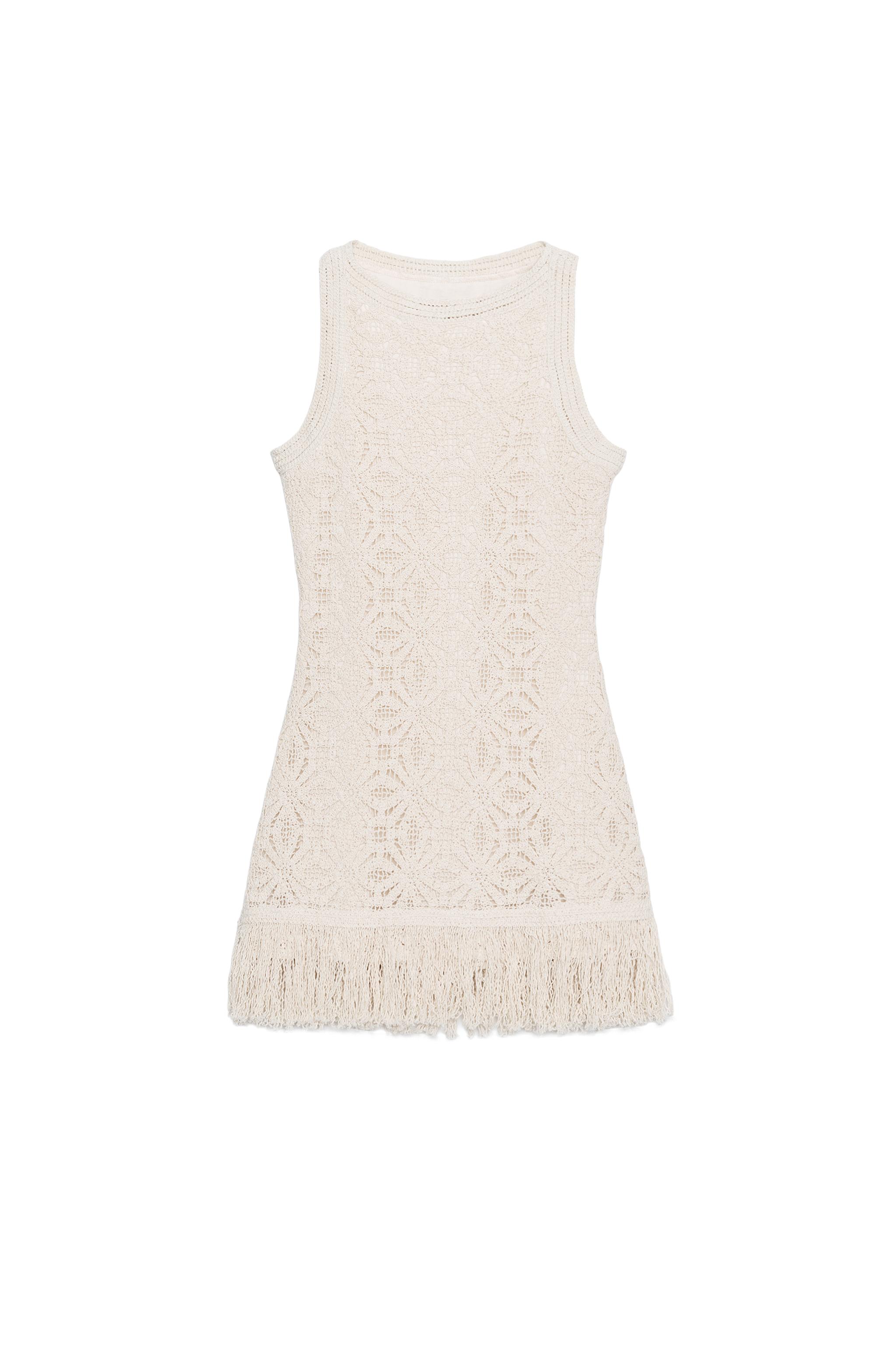 FRANSIZ DANTELİ PÜSKÜLLÜ KISA ELBİSE