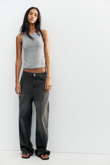 Zara JEWEL OPEN BACK TOP - Blue / Gray - Image 0
