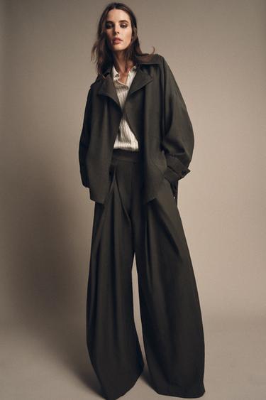 ZW COLLECTION FLOWING BELTED JACKET - Brown / Taupe by Zara - Image 0