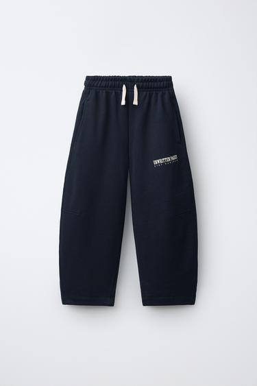 TEXT BARREL JOGGING PANTS — Dark navy 1