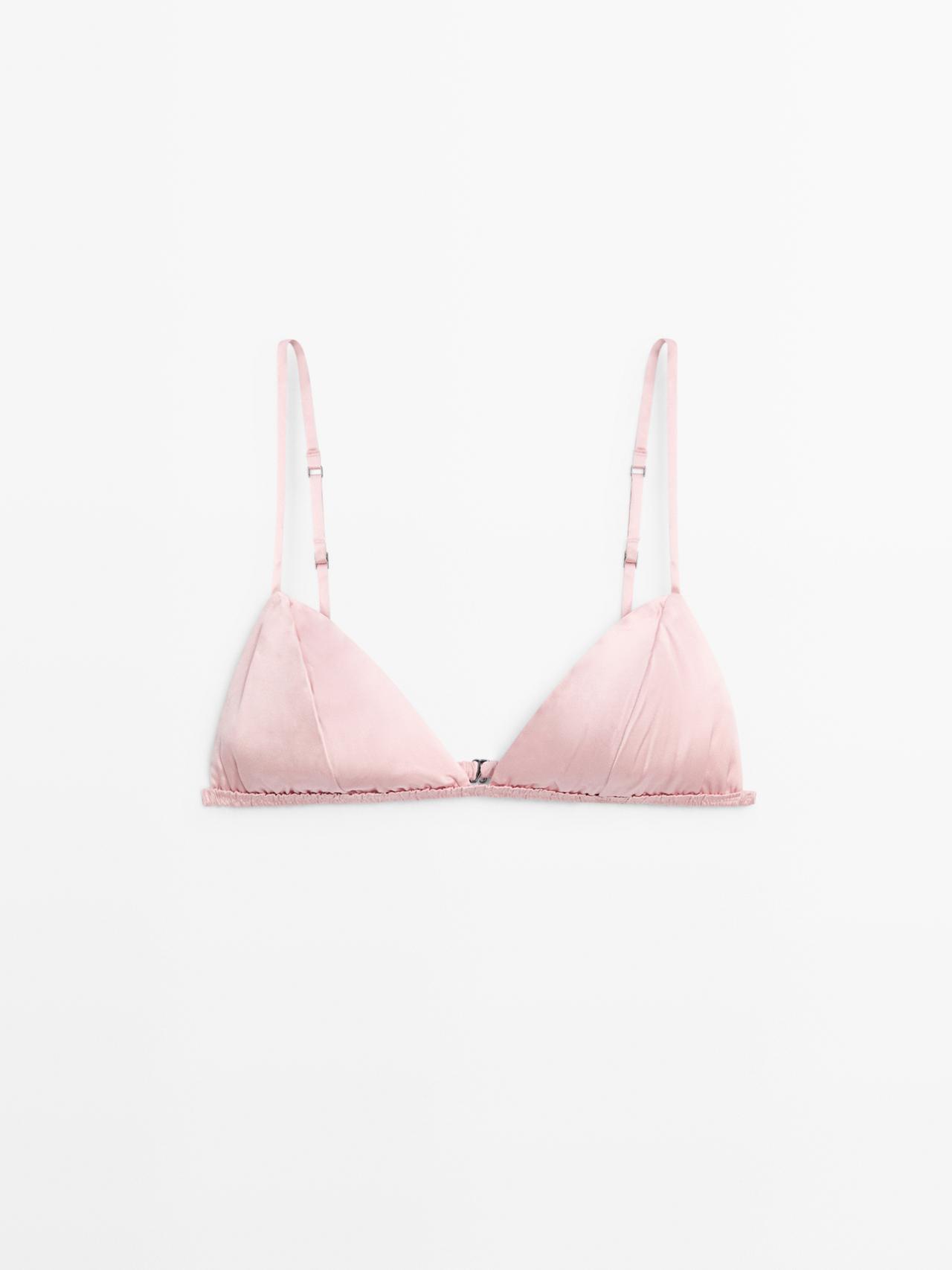 Silk triangle top — Pale pink