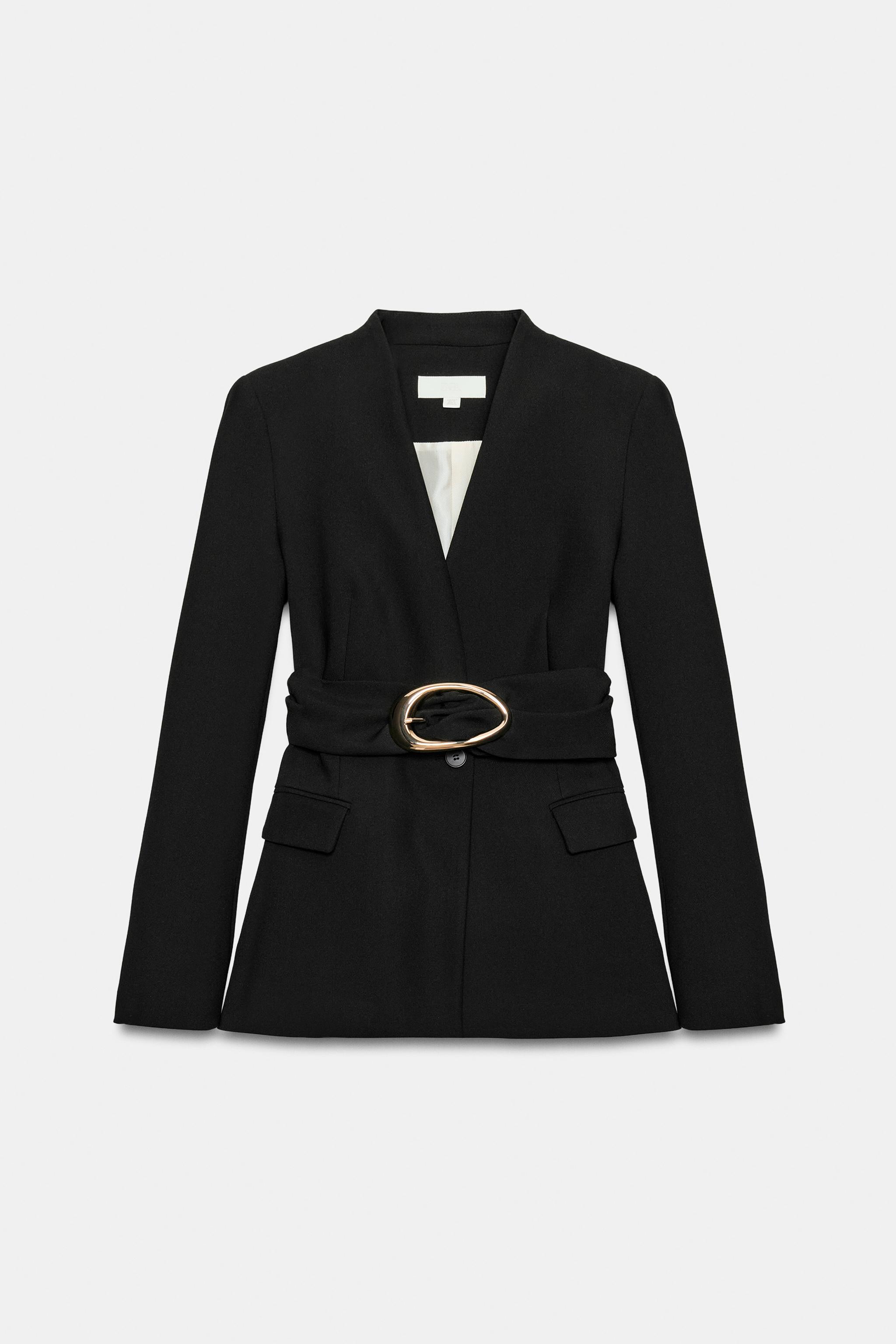 Женские пиджаки Zara BUCKLE BELT BLAZER — фото 5