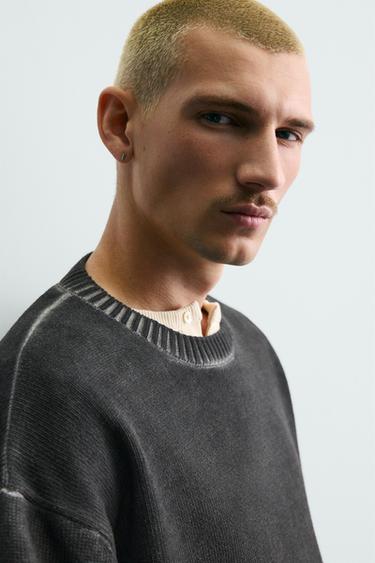 WASHED TEXTURED JUMPER - Black by Zara - Image 5