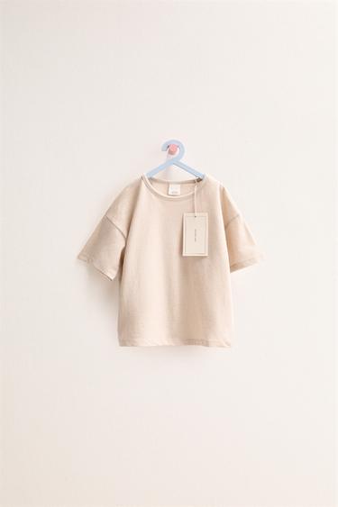 ZARA TIMELESS - PLAYERA LISA ALGODÓN LINO - Beige claro de Zara