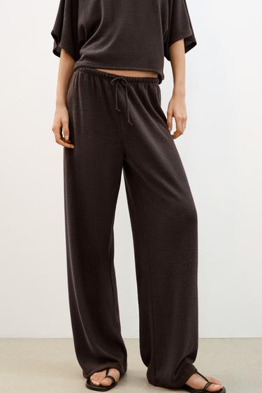 RUSTIC WIDE-LEG TROUSERS - Dark brown by Zara