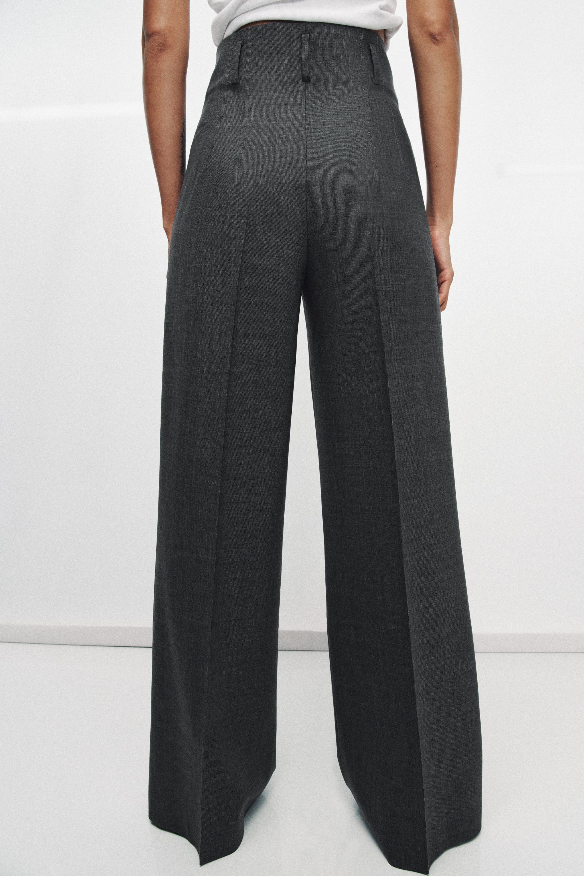 【完売商品】ZARA ZW COLLECTION ウールポケットワイドスラックス ZW COLLECTION WIDE LEG PLEATED PANTS - Gray | ZARA United States