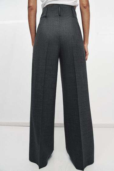 ZW COLLECTION HIGH-WAIST WOOL BLEND TROUSERS - Grey marl by Zara - Image 2