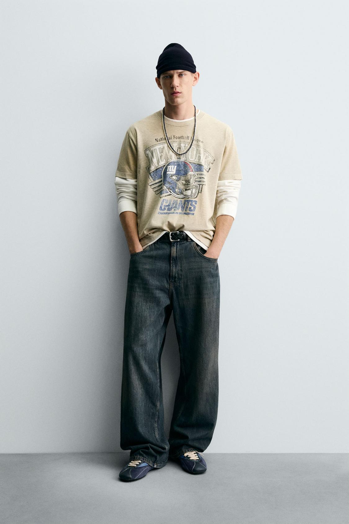 ВЫСТИРАННАЯ футболка ZARA NFL NEW YORK GIANTS