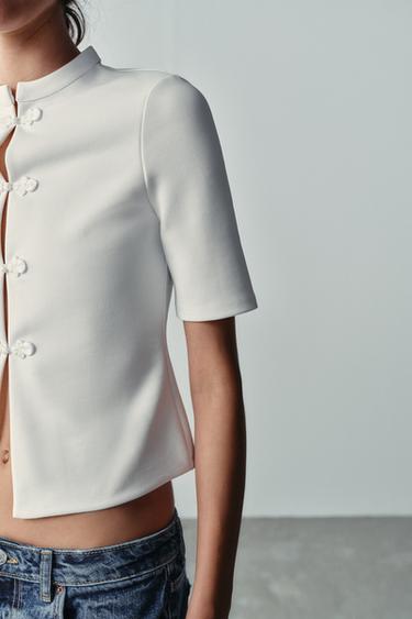 TOP ALAMARES MANGA CORTA - Blanco de Zara