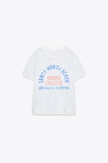 T-SHIRT EFFET DOUBLE INSCRIPTION - Gris de Zara - Image 3