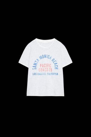 DOUBLE-EFFECT SLOGAN T-SHIRT - Grey by Zara - Image 0