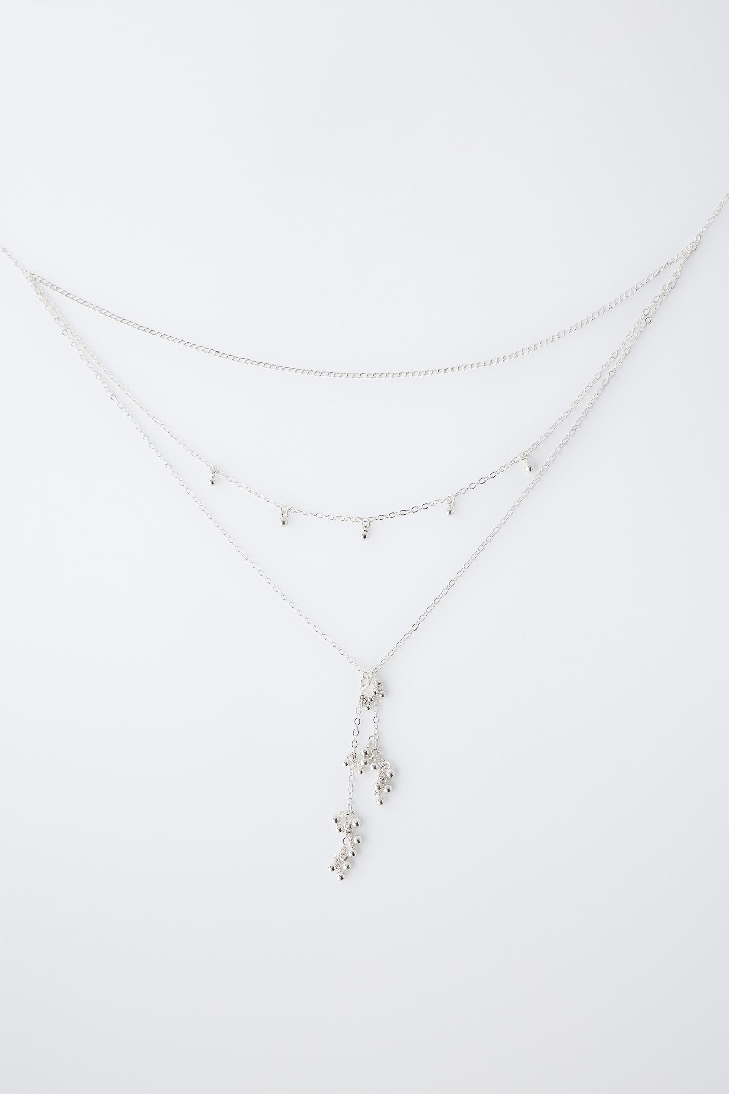 Детское колье Zara Multi-Chain Fringe, цвет: Серебряный — фото 3