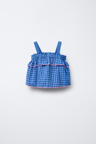 CASA LAWA © X ZARA KIDS BØLGET TOP MED TERN - blå fra Zara