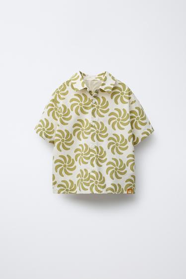 CAMISA ESTAMPADA FORMAS GEOMÉTRICAS - Verde de Zara