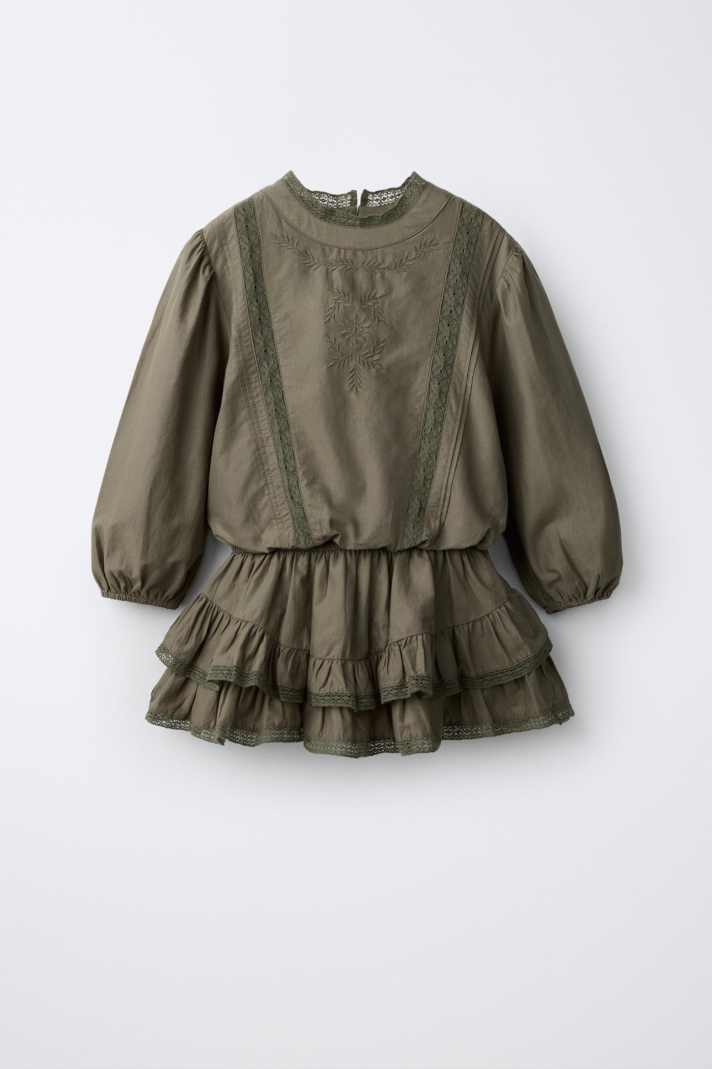 Детское платье Zara Lace Boho, цвет: Хаки