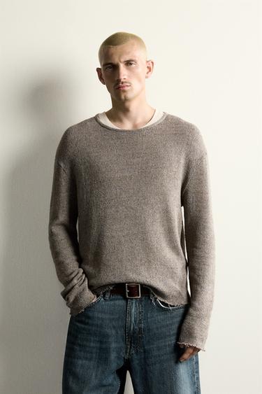 RELAXED FIT KNIT T-SHIRT - Stone by Zara
