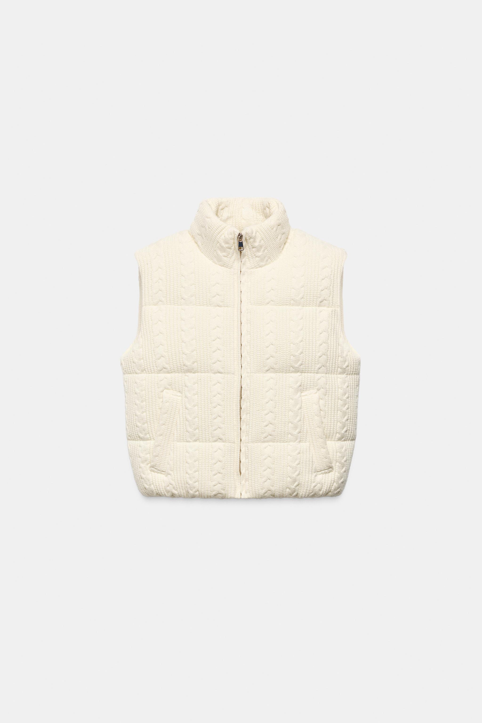 ケーブルニット キルティングベスト - エクリュ | ZARA Japan / 日本