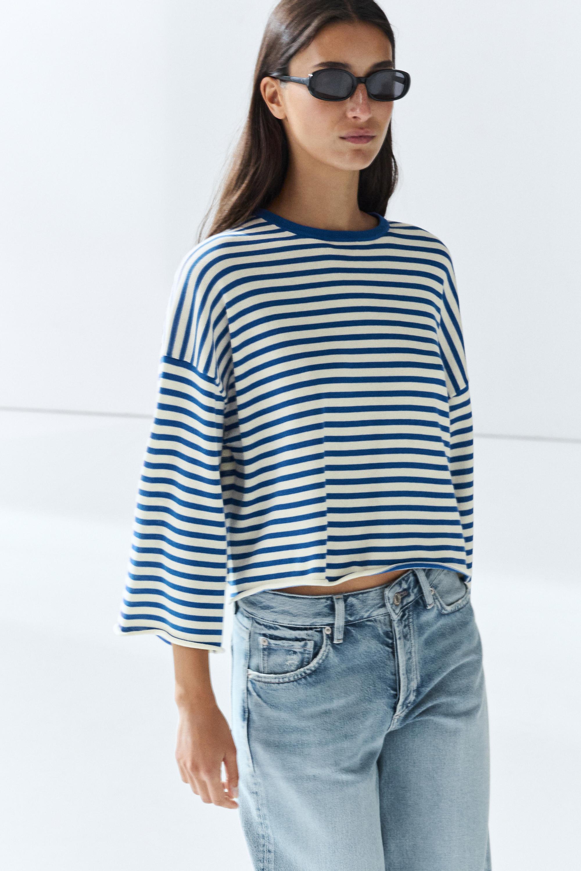 100% cotton striped knit sweater