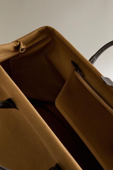 COTTON TRAVEL BAG WITH BUTTON - Beige by Zara - Image 3