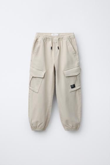CARGO JOGGINGBUKSER MED MÆRKE - Beige fra Zara