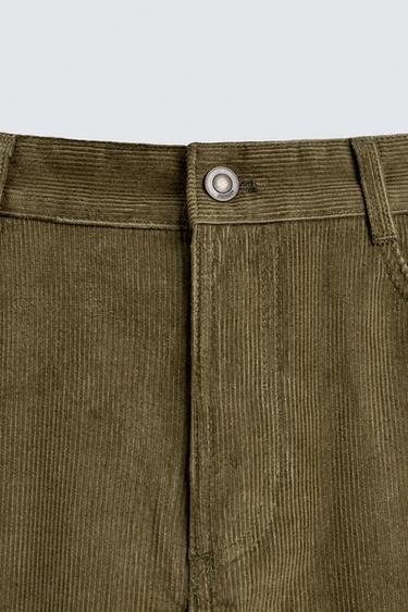 PANTALON BALLON FIT EN VELOURS CÔTELÉ - Kaki de Zara - Image 8