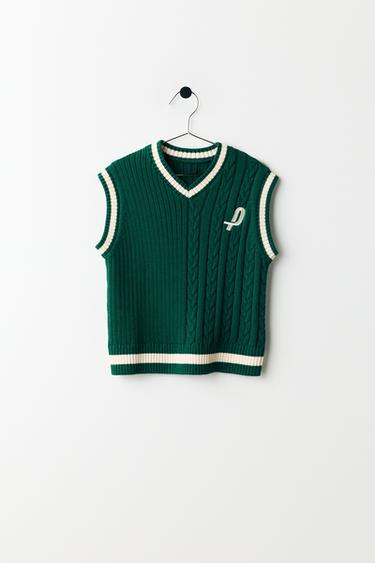 PENN © KNIT WAISTCOAT - Green / Ecru by Zara