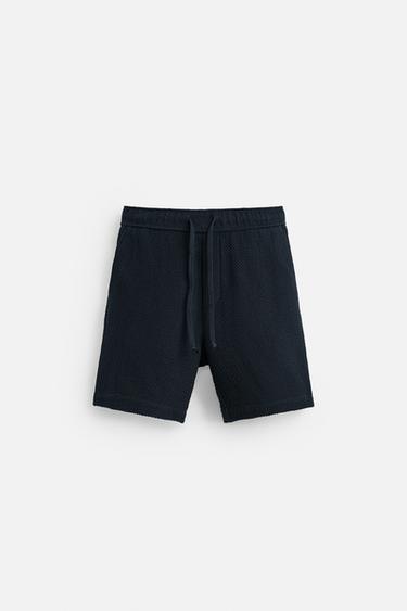 TEXTURED REGULAR FIT BERMUDA SHORTS - Navy blue by Zara - Image 5