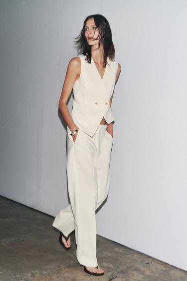 ZW COLLECTION LOW-RISE TROUSERS - Ecru by Zara - Image 0