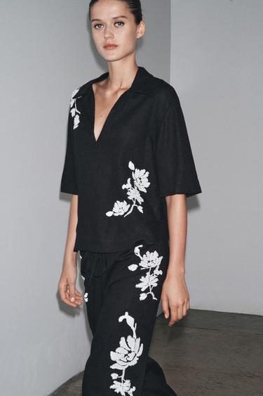CHEMISE BRODÉE PIÈCES DE FANTAISIE ZW COLLECTION - Noir / Blanc de Zara - Image 3