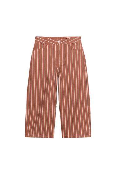 ZW COLLECTION TAPERED HIGH-WAIST STRIPED JEANS - Burgundy by Zara