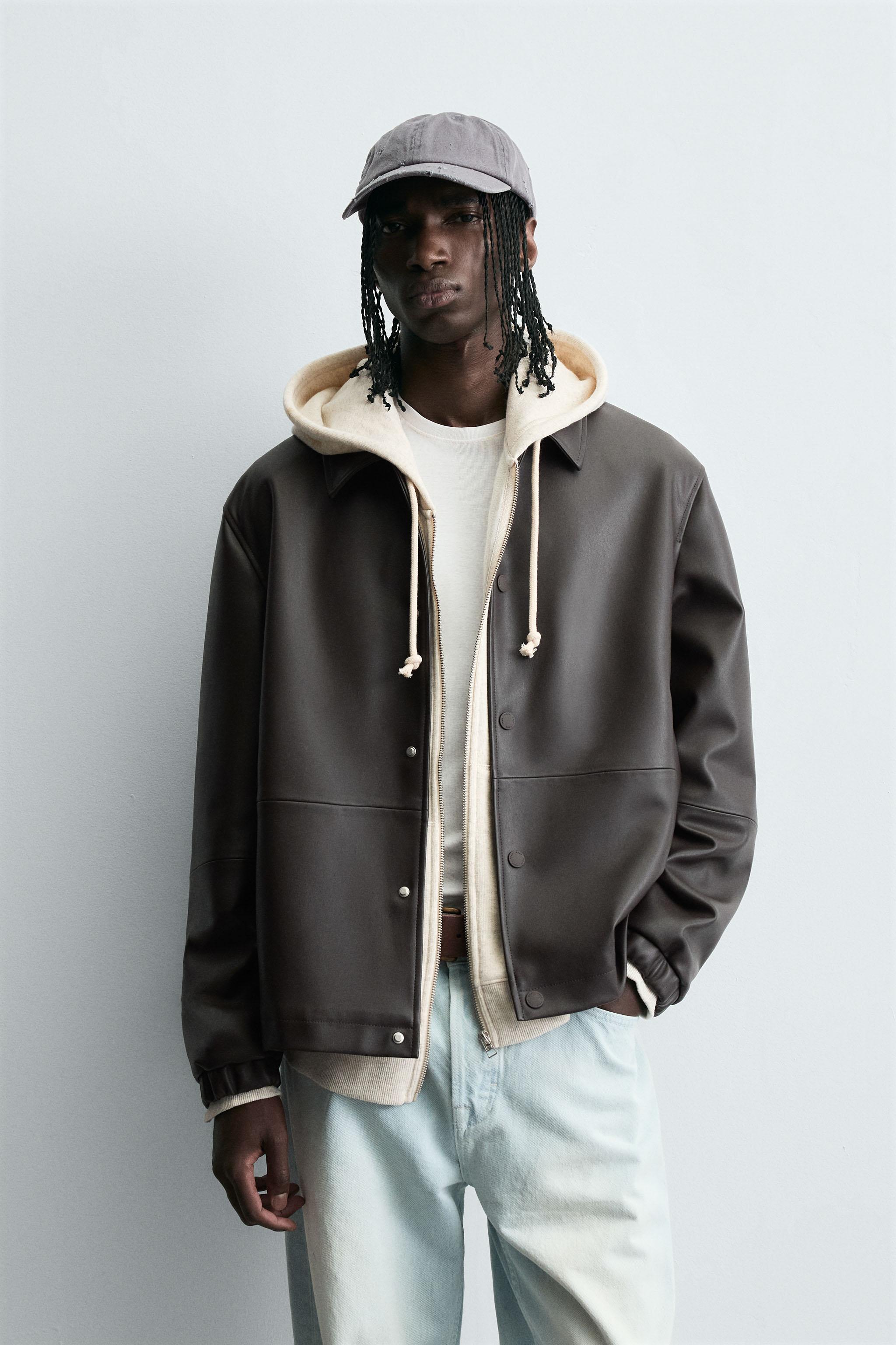 ZARA ザラ 中綿 アウター フェイクレザー ジャケット 防寒 メンズ L ZARA - ZARA フェイクレザー ダウンジャケットの通販 by yan's