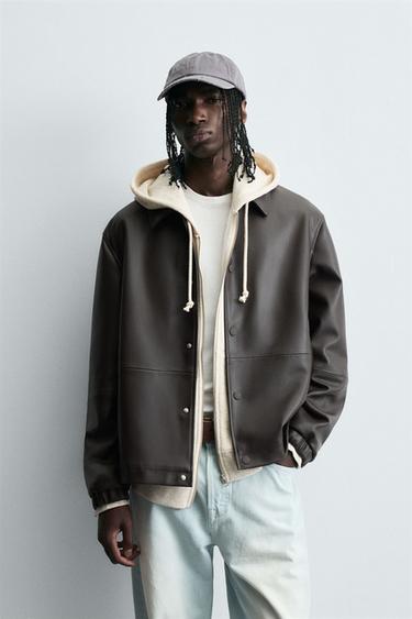 Zara FAUX LEATHER JACKET - Brown