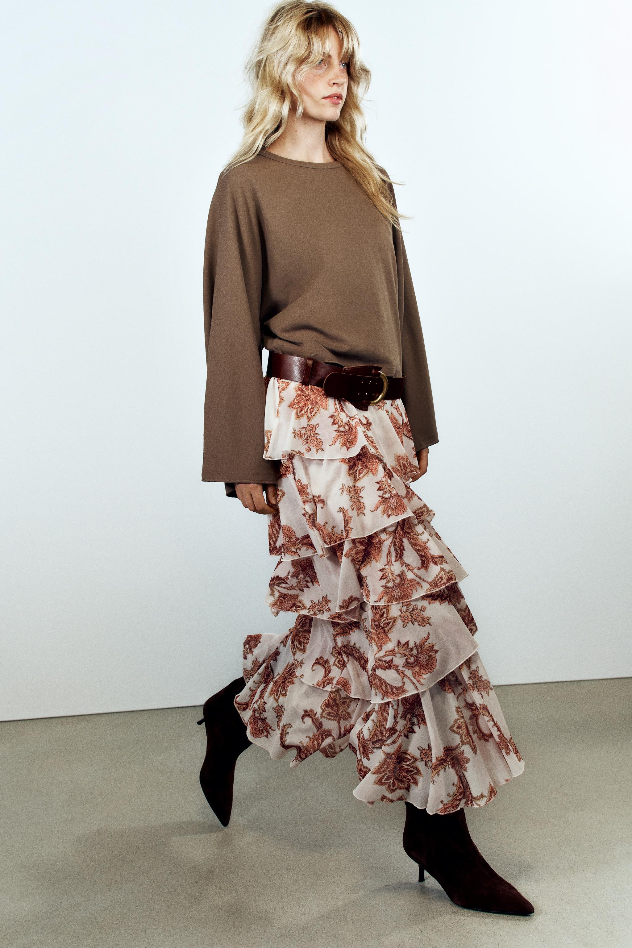 PRINTED RUFFLE SKIRT