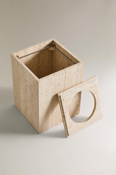 BEIGE MARBLE BATHROOM BIN - Beige by Zara