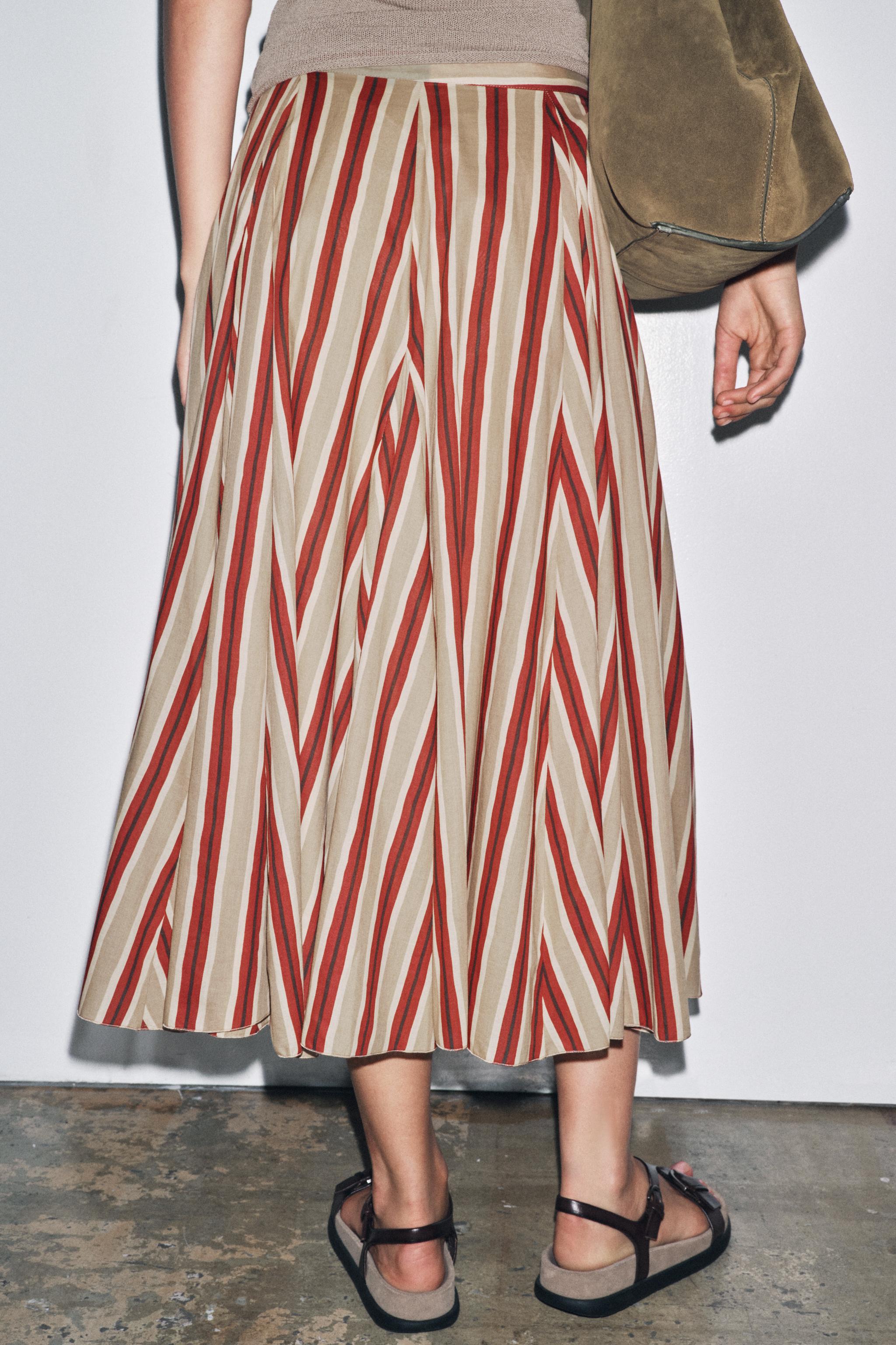 ZW COLLECTION ストライプ柄ミディスカート - ストライプ | ZARA