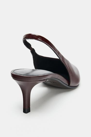 CHAUSSURES OUVERTES À L'ARRIÈRE EN CUIR - Bordeaux de Zara - Image 3